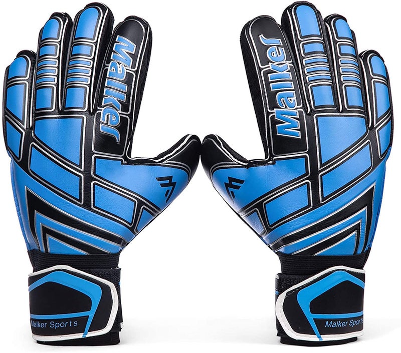 Malker Soccer Goalie Gloves Goalkeeper Gloves with Fingersave and Double Wrist Protection, Strong Grip Goalkeeper Gloves for Youth&Adult Size 8 (Black) - Image 1